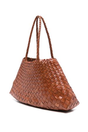 Light brown woven Santa Croce tote bag DRAGON DIFFUSION | 8892DGS5MATTAN